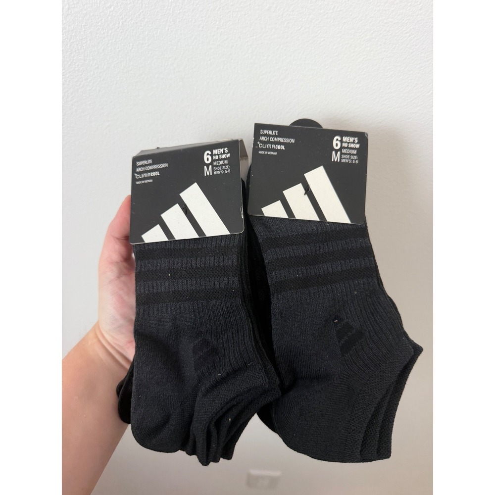 Adidas Men's Superlite No-Show Socks 12-Pack – Black/Night Grey – Medium – NWT